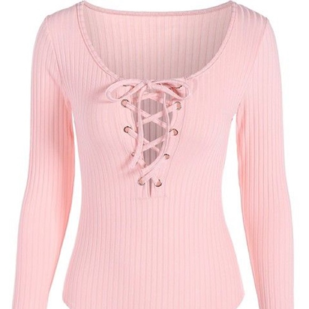 💗 Beautiful Ribbed Pink Brazilian Bodysuit - Picture 4 of 5